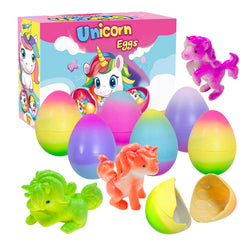 Cherislpy unicorn hatching egg pack with six colorful eggs for Easter gifts.