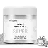 Cherrysea Silver edible luster dust adds a shimmering finish to cupcakes and cookies