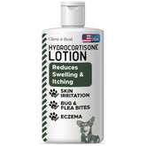 Chew + Heal Labs hydrocortisone lotion bottle for dogs offering itch relief