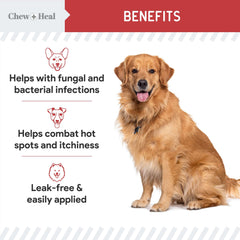 Chew Heal Labs paw wipes after a walk on a dog's paw
