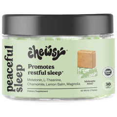 Chewsy Peaceful Sleep mint chew pack shown for a calm bedtime routine