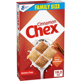 Chex Cinnamon cereal bowl with milk for gluten-free breakfast.