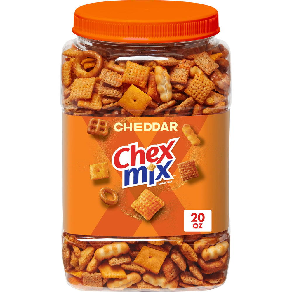 Chex Mix Cheddar Snack Tub 20oz ready for sharing at gatherings.