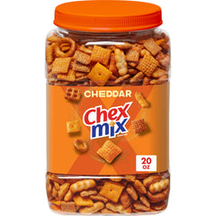 Chex Mix Cheddar Snack Tub 20oz ready for sharing at gatherings.