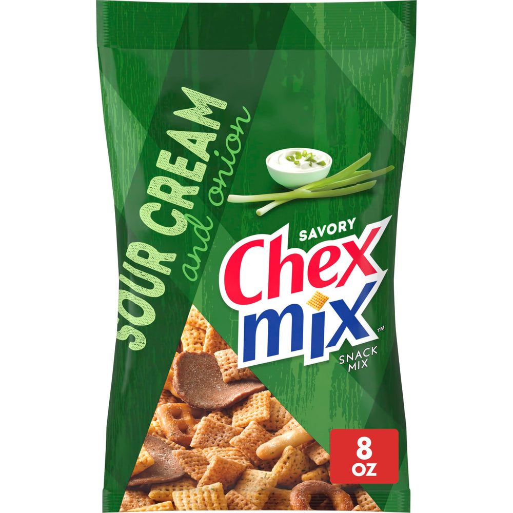Chex Mix Sour Cream and Onion in a bowl showing crunchy texture and variety