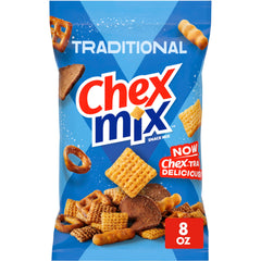 Chex Mix Traditional close-up of crunchy pieces for quick, satisfying snacking.