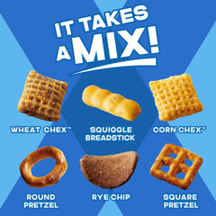 Chex Mix Traditional pantry-display scene, ready-to-serve for movie nights.