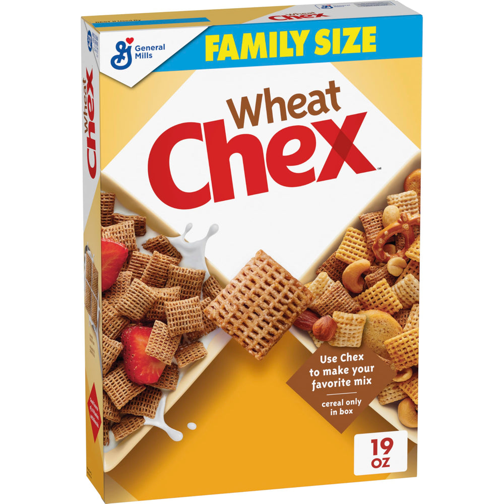 Chex Wheat Chex cereal in a bowl, highlighting whole grain goodness for breakfast
