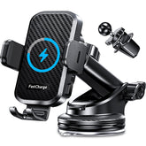 CHGeek wireless car charger with 60lb suction on dashboard for secure mounting
