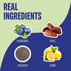 Chia Smash Blueberry Jam spoon reveals chia seeds and upcycled fruit richness.