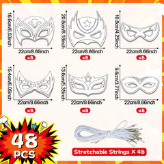 Chiazllta 6-hero-designs blank masks encourage creative coloring sessions.