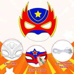 Chiazllta durable paper masks with easy-to-fill coloring areas for beginners.