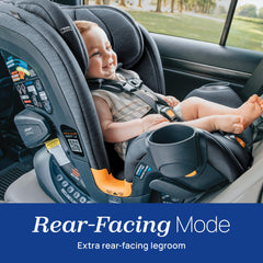 Chicco OneFit LX convertible seating adapts from infant to booster.