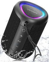 CHIFENCHY portable Bluetooth speaker at a beach setup delivering immersive outdoor sound.