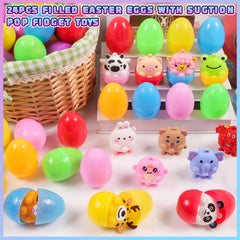 ChildFun 24 animal pop toys inside colorful eggs.