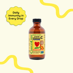 ChildLife Essentials Liquid Vitamin C orange-flavor bottle offers kid-friendly taste for daily intake.