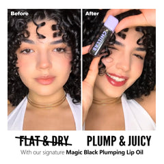 Chillab Magic Black Lip Oil close-up swatch with PH-activated shade and gloss