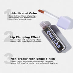 Chillab Magic Black Lip Oil glitter finish adds radiant shine in a close-up
