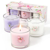 CHILLFLAME scented candles trio in pink, purple, white for relaxation
