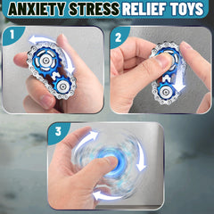 Chilvil blue desk-friendly fidget spinner, portable focus tool for office and home.