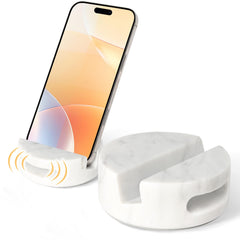CHISELED ST DF SK elegant white marble phone stand on a desk for hands-free viewing