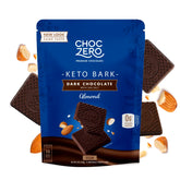 ChocZero packaging for dark chocolate almond bark with sea salt highlighting keto-friendly snack