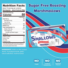 ChocZero marshmallows ingredients label close-up, showing monk fruit sweetness.