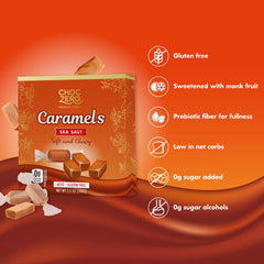 ChocZero sea salt detail highlights premium balance in a no-sugar caramel.