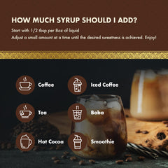 Coffee cup with mocha drizzle demonstrates smooth, creamy mocha flavor