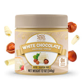 ChocZero white chocolate hazelnut spread jar with keto-friendly indulgence