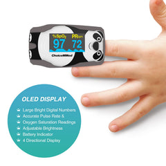 Battery indicator visible on CHOICEMMED Panda pediatric oximeter.