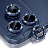 Choiche glitter-blue camera lens protector for iPhone 17 Pro Max with dazzling rhinestone ring