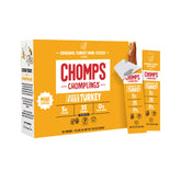 Chomps Original Turkey Jerky Stick close-up shows juicy texture for on-the-go protein