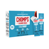 Chomps Sea Salt Beef Jerky Stick close-up, portable 0.5 oz snack for on-the-go energy.