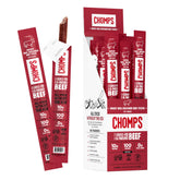 Chomps smoky BBQ beef jerky stick for on the go protein.