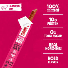 Chomps jerky ingredients highlight grass-fed beef and real ingredients