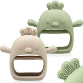 ChooKaChoo baby teething mitten on tiny hand aids grasping and soothing teething