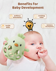 ChooKaChoo teether with easy-grip holes for small hands and confident grasp