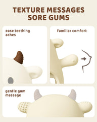 ChooKaChoo Moo Moo Cow design for friendly teething cues.