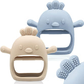ChooKaChoo teething mitten front view with soft silicone surface for calming teething moments