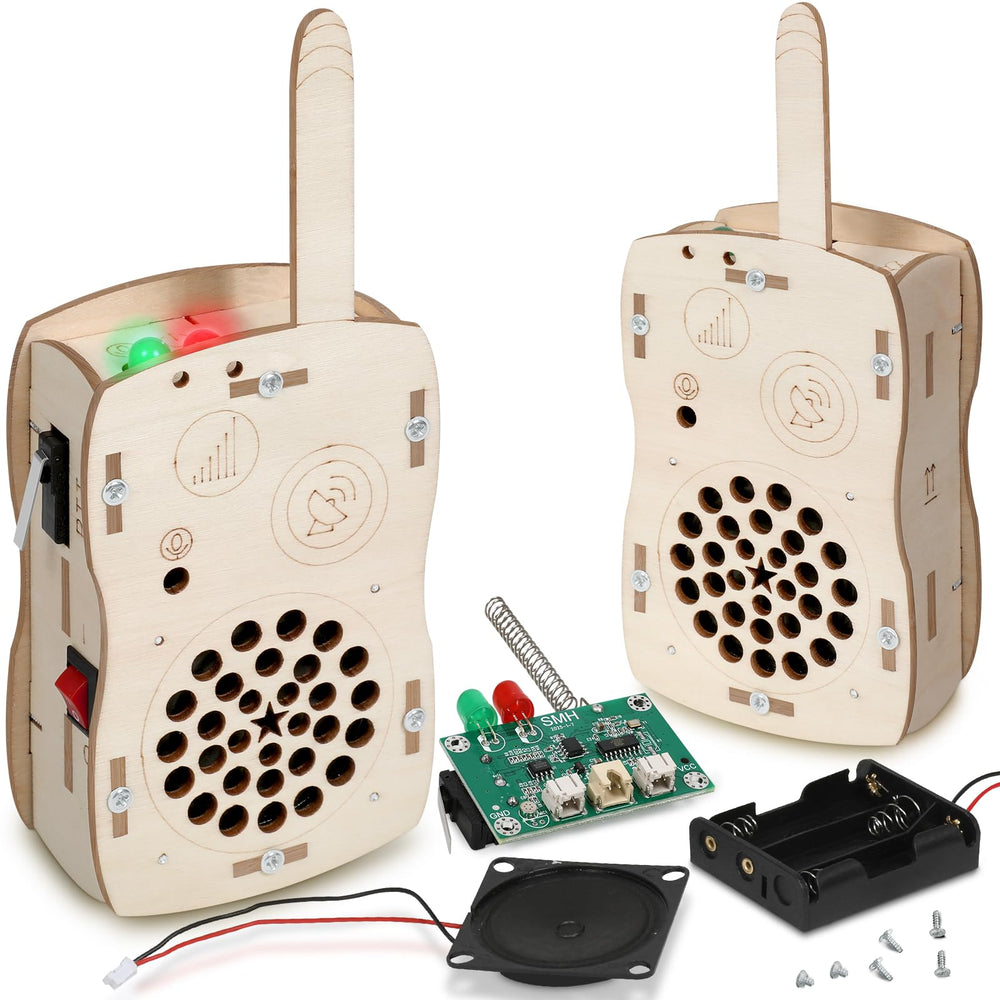 Choopheme Stem Walkie Talkies kit being assembled for hands-on learning.