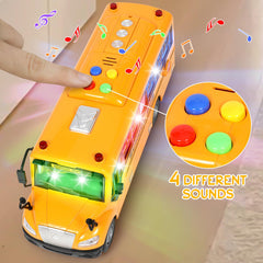 Choopheme yellow bus showing lights and sounds for interactive play and sensory engagement.