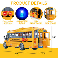 Choopheme yellow school bus with open doors inviting imaginative stories and easy access for little hands.