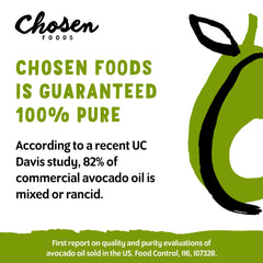 Chosen Foods avocado oil ingredients confirm 100% avocado with no additives
