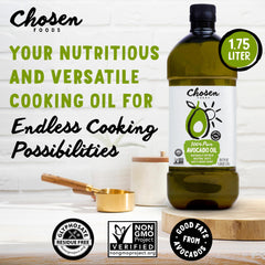 Chosen Foods avocado oil being poured for sautéing and grilling