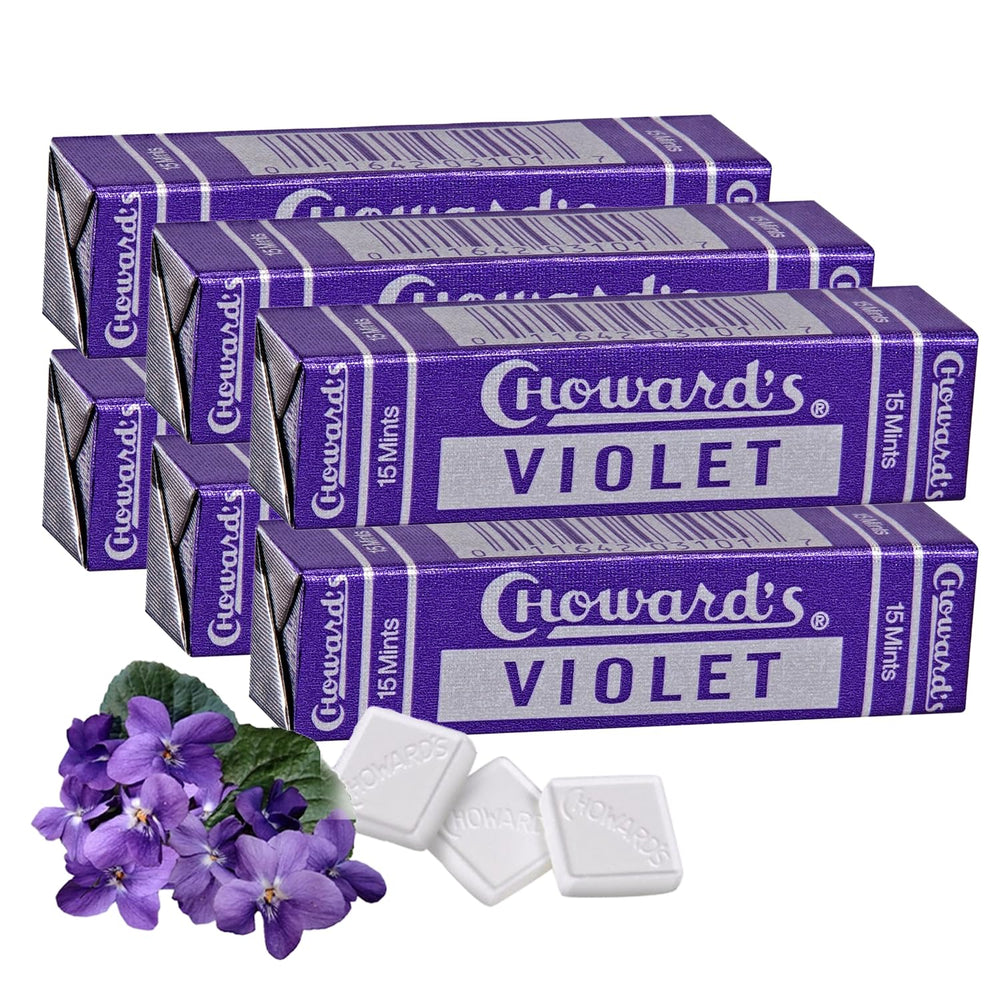 Choward's Violet Mints 6-pack front view, ideal for sharing.
