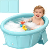 Chumoasis baby tub with inflatable top edge for stable bath time