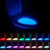 Chunace toilet bowl night light with motion sensor illuminates the bowl at night.