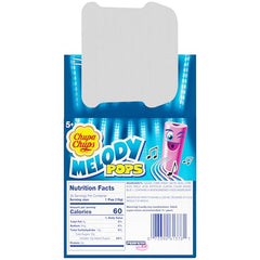 Chupa Chups Melody Pop blue raspberry flavor for refreshing zing.