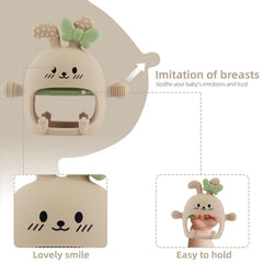 Chuya Bunny Teether closeup highlights textured surface for sensory exploration.